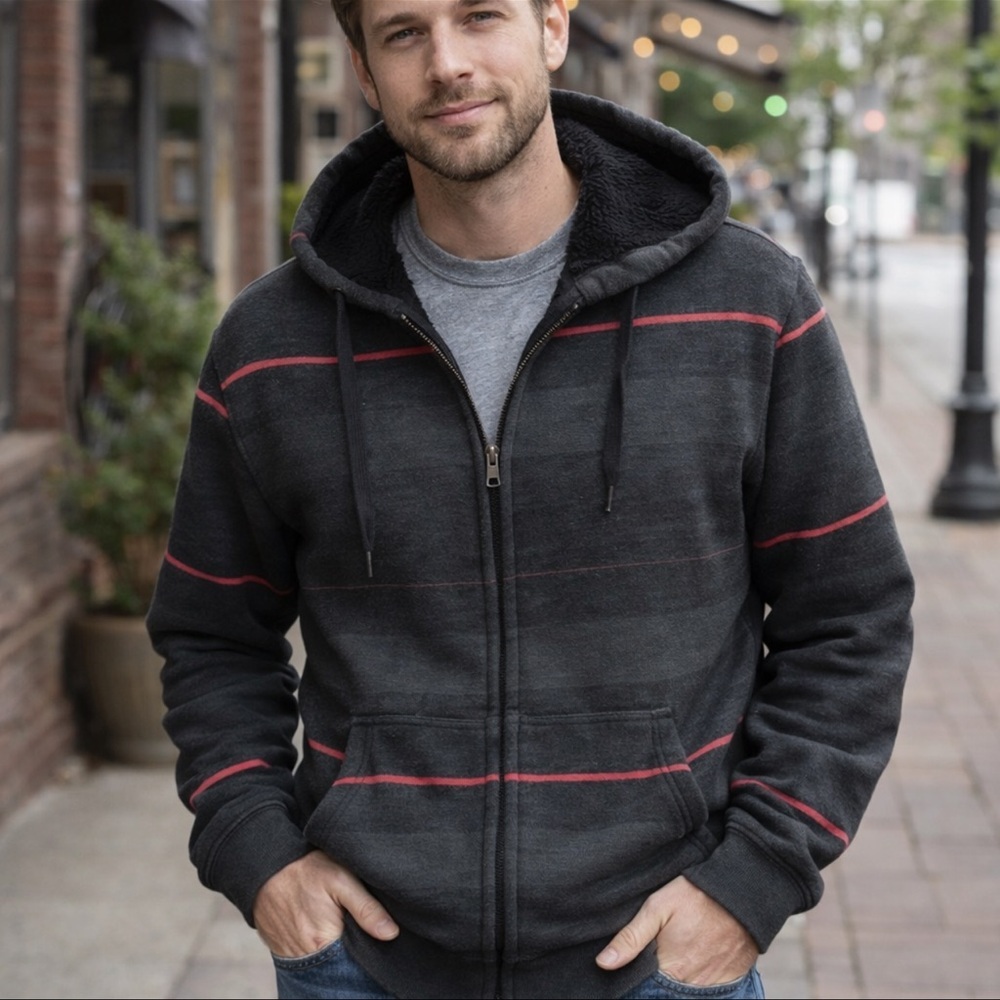 Fleece-Lined Hooded Sweatshirt Jacket